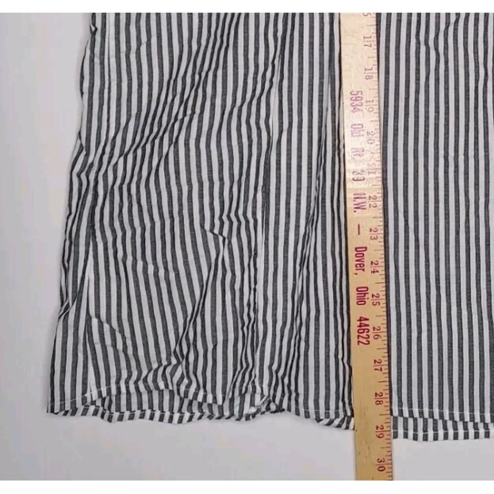 Terra Sky Short Flutter Sleeve Top Womens 3X Black White Stripe Ruffle Keyhole - Picture 4 of 7
